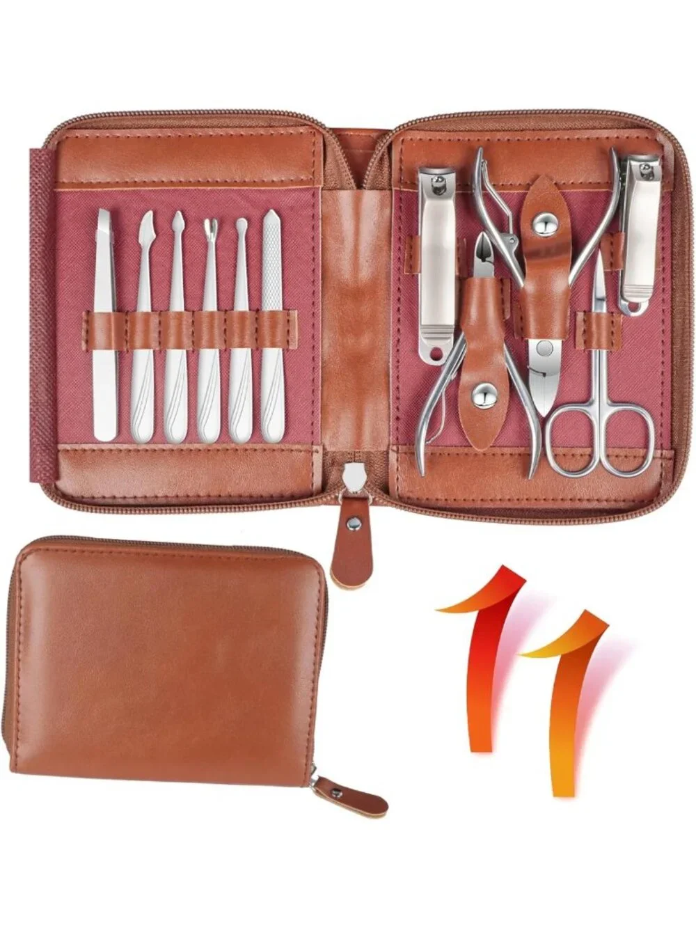 11-in-1 Stainless Steel Manicure Set for Men & Women - Nail Clipper & Grooming